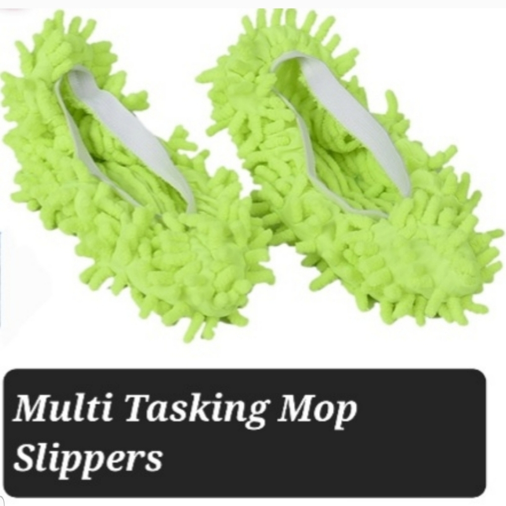 2pc Mop Cover Slippers - Greenish - Yellow NWOT